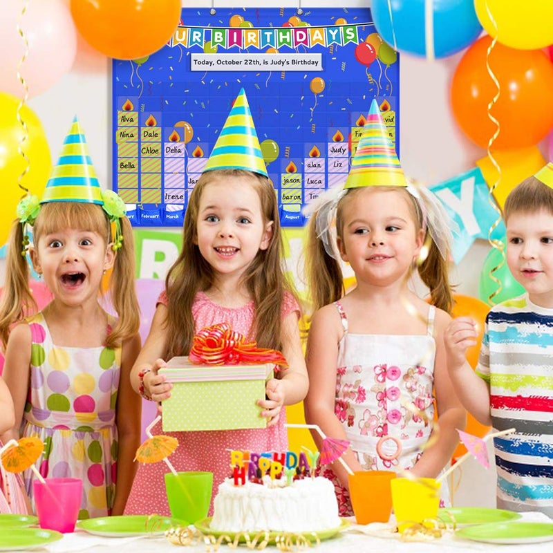 Eamay Happy Birthday Pocket Chart, Blue Birthday Graph Bulletin Board for Classroom - Image 2